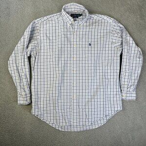 Vintage Ralph Lauren Shirt Mens Large Blue Check Blake Long Sleeve Oxford Preppy